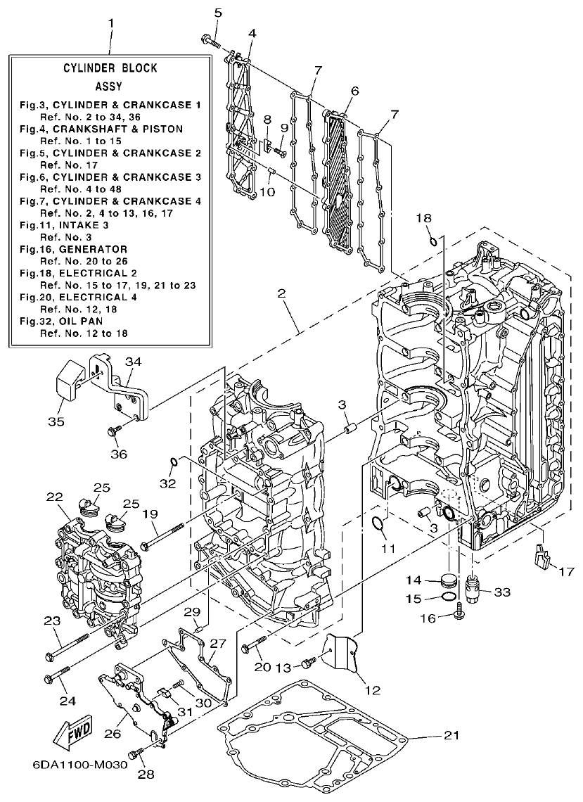Yamaha F200FET, FL200FET CYLINDER & CRANKCASE 1 parts diagram